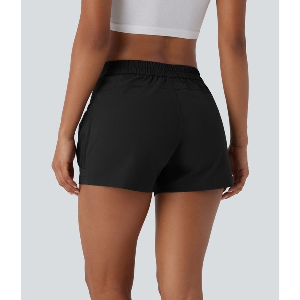 Halara NWT Black Mid Rise Adjustable Waistband Casual Shorts Size Medium - Picture 2 of 10